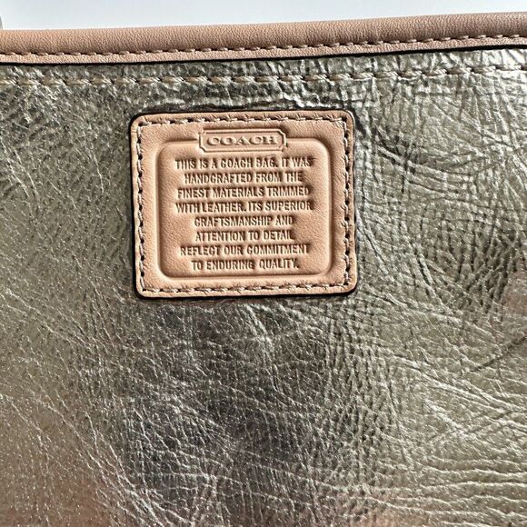 Silver leather mini bag Coach, fancy party clutch purse, shoulder small bag - Picture 2 of 5